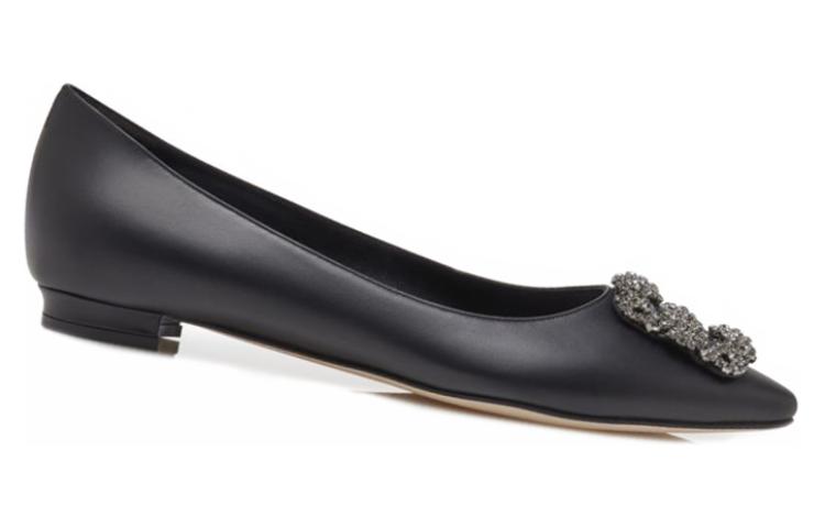 (W) Manolo Blahnik Flat 'Crystal Buckle Black Calfskin' 圖 3