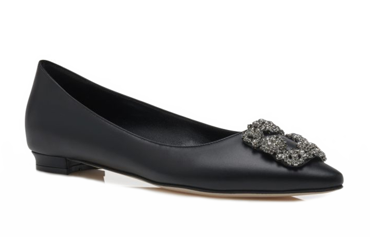 (W) Manolo Blahnik Flat 'Crystal Buckle Black Calfskin' 圖 4
