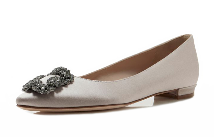 (W) Manolo Blahnik Flat 'Crystal Buckle Light Grey' 圖 4