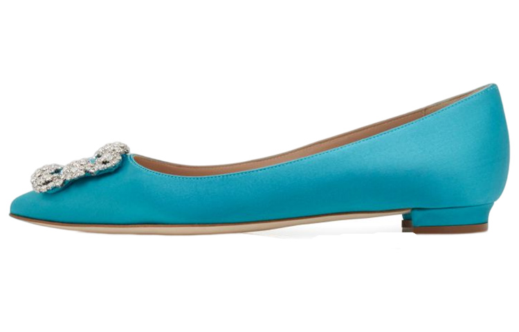 (W) Manolo Blahnik Flat 'Crystal Buckle Turquoise'