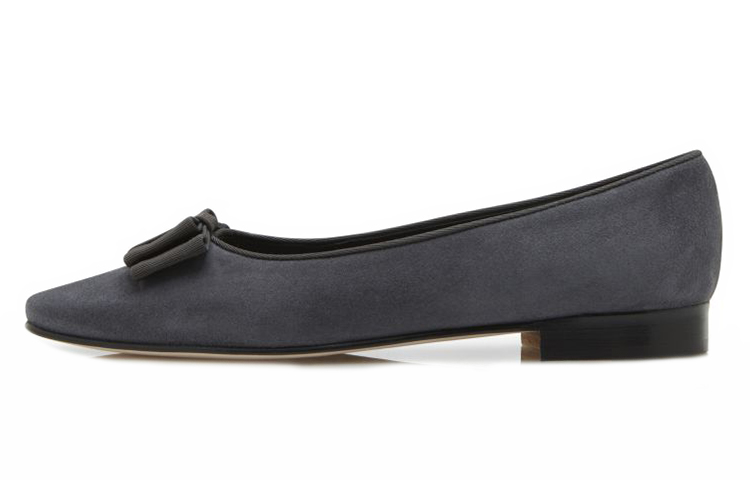 (W) Manolo Blahnik Flat 'Dark Grey Bow'