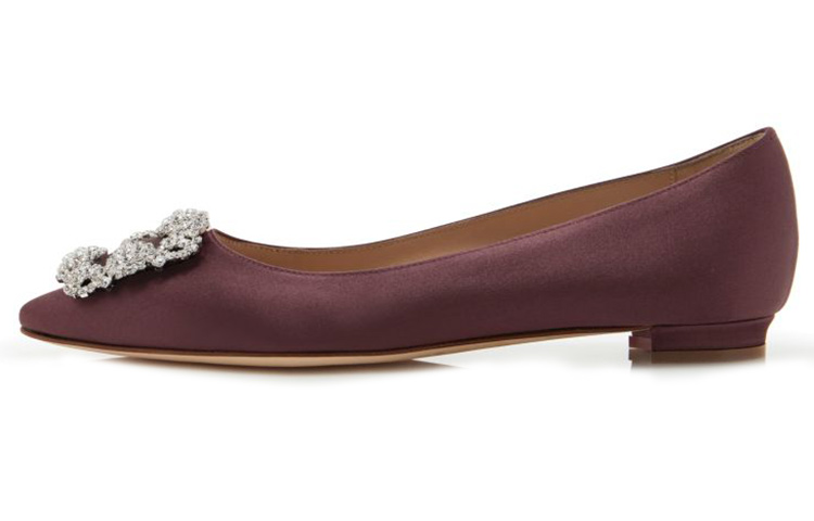 (W) Manolo Blahnik Flat 'Deep Purple Jewel Buckle'