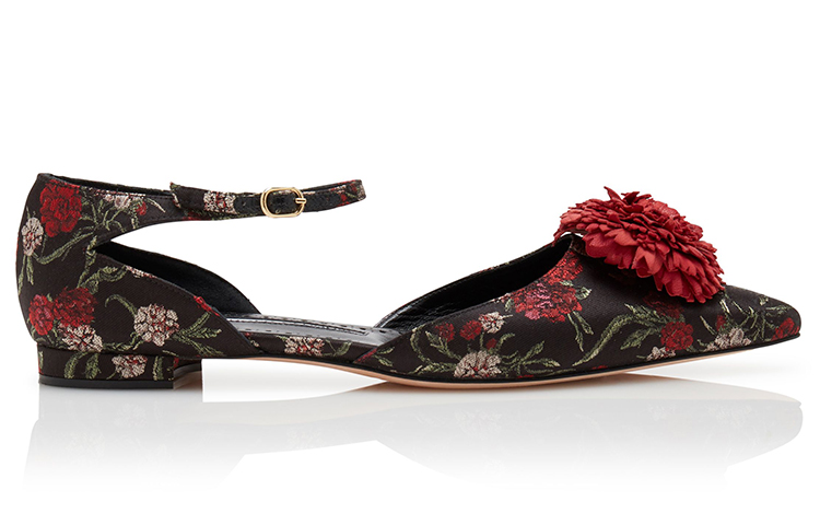 Order (W) 마놀로 블라닉 플랫 "블랙 플로럴 자카드" 421-0982-0001