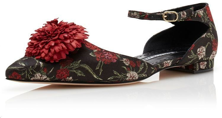 (W) Manolo Blahnik Flat 'Floral Jacquard Hitam' 421-0982-0001 Lookbook (W) Manolo Blahnik Flat 'Floral Jacquard Hitam' 421-0982-0001
