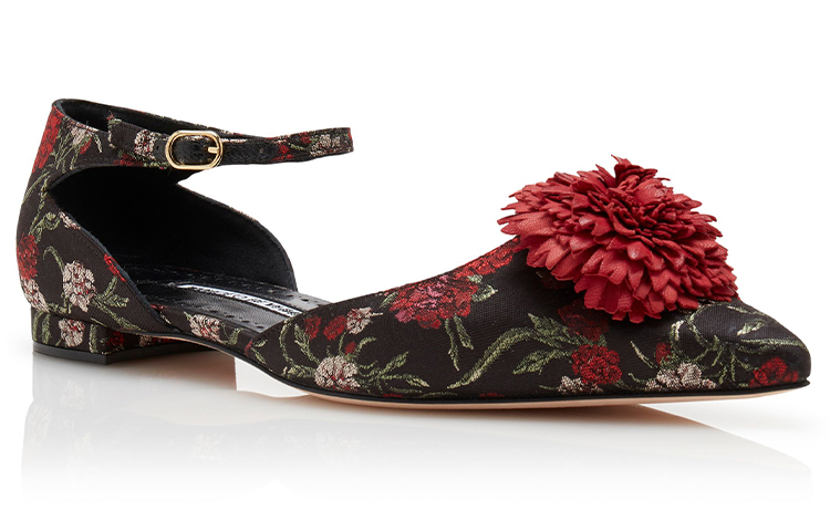 Shop (W) 마놀로 블라닉 플랫 "블랙 플로럴 자카드" 421-0982-0001