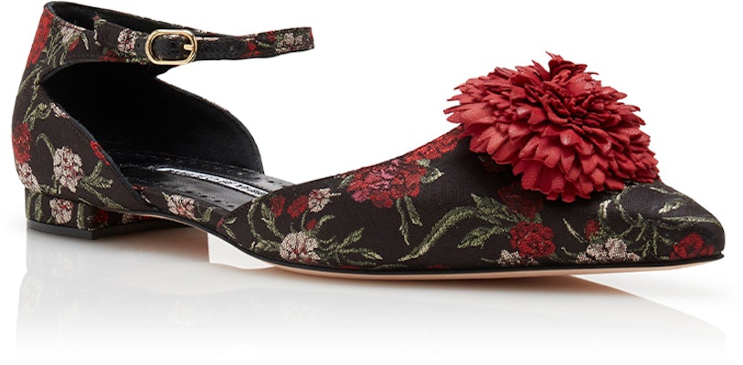 (W) Manolo Blahnik Flat 'Floral Jacquard Hitam' 421-0982-0001 Shop (W) Manolo Blahnik Flat 'Floral Jacquard Hitam' 421-0982-0001