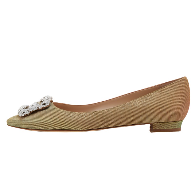 (W) Manolo Blahnik Flat 'Gold Sequin'