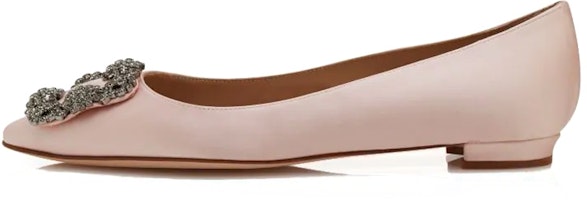 (Women) Manolo Blahnik Flat 'Light Pink Satin Jewel' 9XX-0348-0047 (Women) Manolo Blahnik Flat 'Light Pink Satin Jewel' 9XX-0348-0047