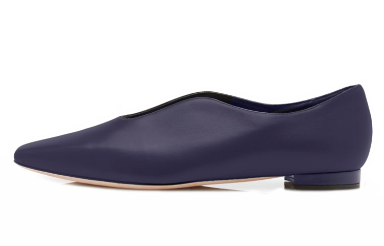 (Women) Manolo Blahnik Flat 'Navy Calfskin' 421-1033-0001