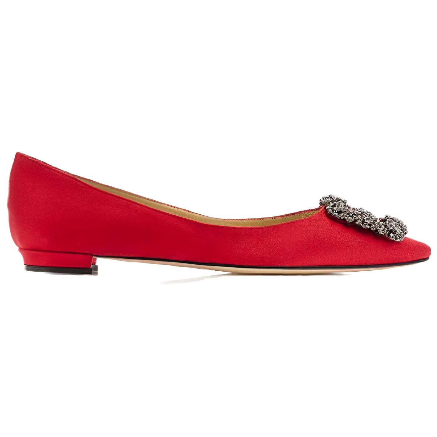 (W) Manolo Blahnik Flat 'Red Silk Velvet with Crystal Buckle' 圖 2