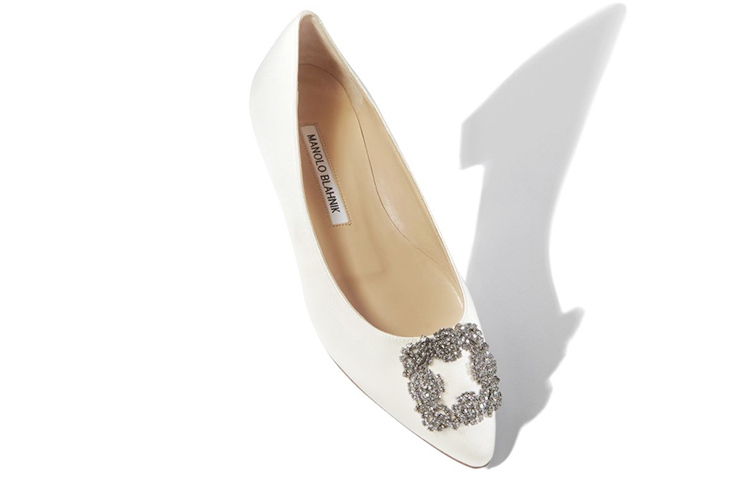 (W) Manolo Blahnik Flat 'Silk Velvet Diamond Buckle White' 圖 2