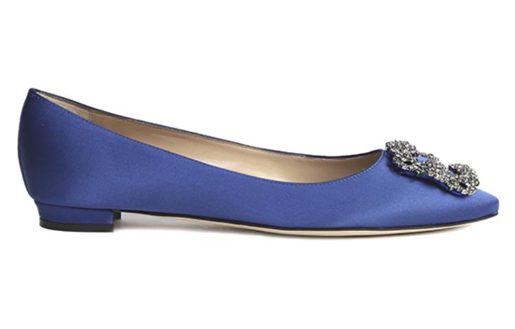(W) Manolo Blahnik Flat 'Velvet Blue Crystal Buckle' 圖 2