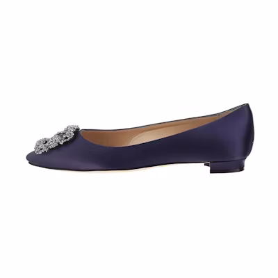 (W) Manolo Blahnik Flat Mules 'Blue Fashion'