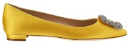 Order (W) Manolo Blahnik Flat Toe Runcing 'Kuning Kristal Gesper' 9XX-0348-7307