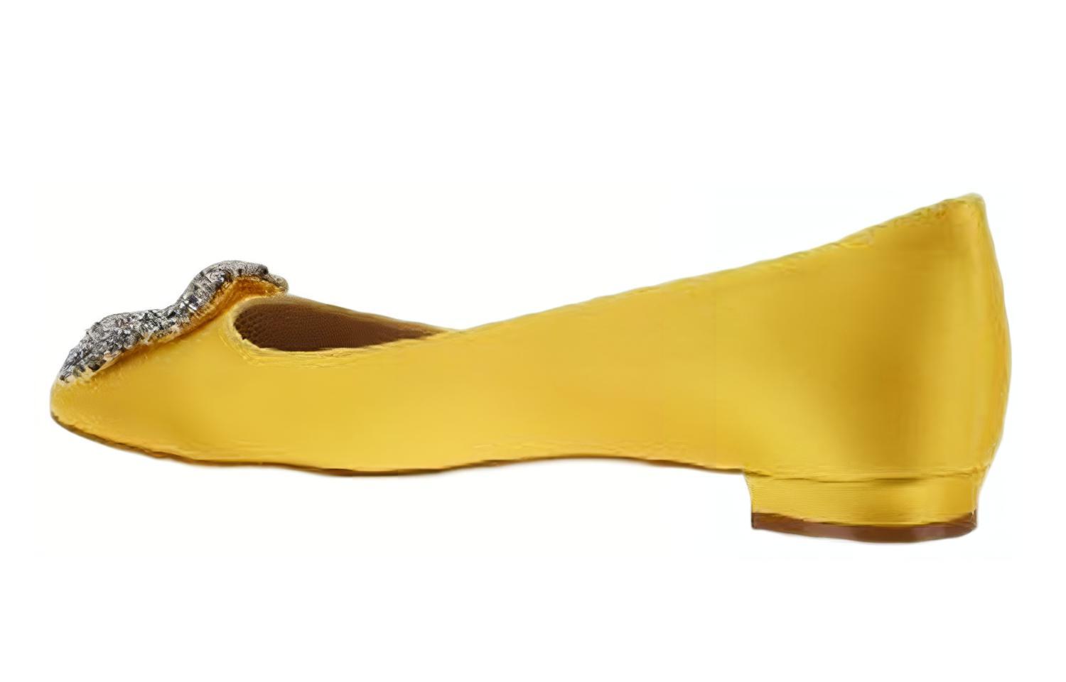 Shop (W) Manolo Blahnik Plano Punta Fina 'Hebilla de Cristal Amarilla' 9XX-0348-7307