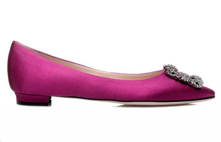 (W) Manolo Blahnik Flat Satin 'Crystal Buckle - Purple Red' 圖 2
