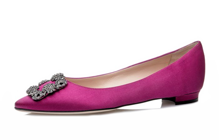 (W) Manolo Blahnik Flat Satin 'Crystal Buckle - Purple Red' 圖 3