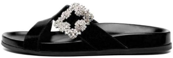 (Women) Manolo Blahnik Flat Slide Sandals 'Black' 12324250015 (Women) Manolo Blahnik Flat Slide Sandals 'Black' 12324250015