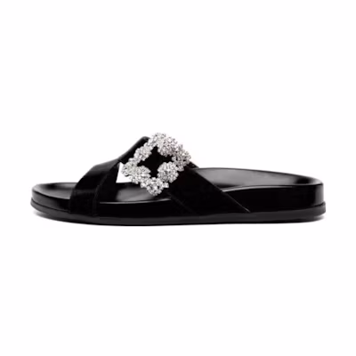 (W) Manolo Blahnik Flat Slide Sandals 'Black'