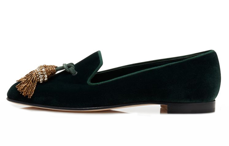 (W) Manolo Blahnik Flats 'Green Tassel Suede'