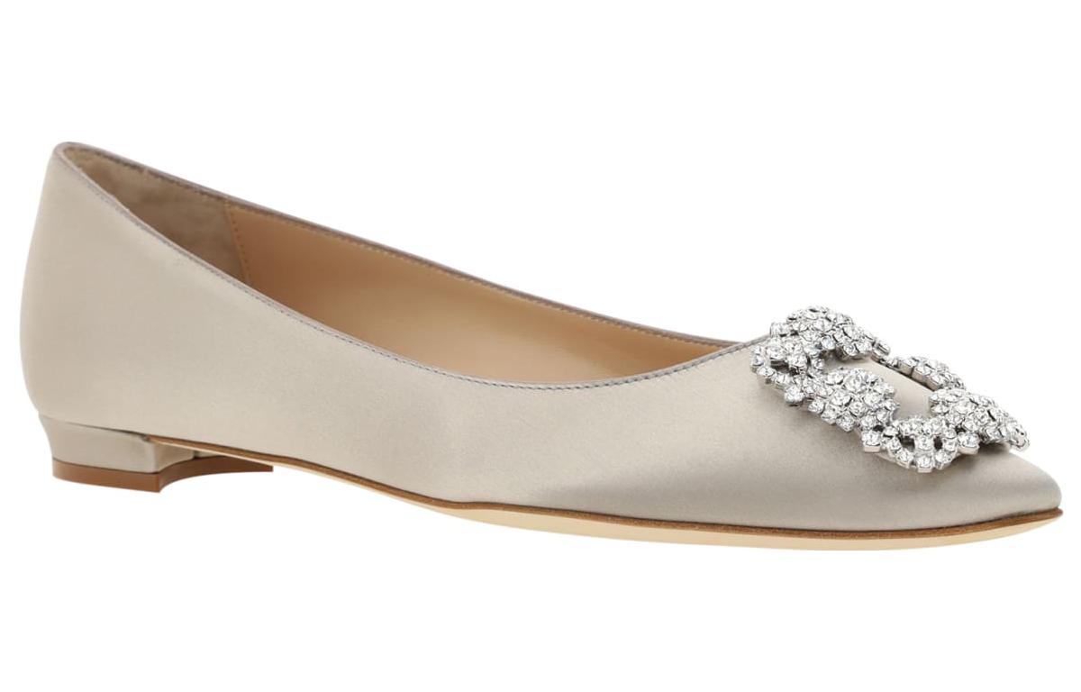 Order (W) Manolo Blahnik Hangisi 'Flat Beige' Sepatu Wanita 9XX-0347-0502