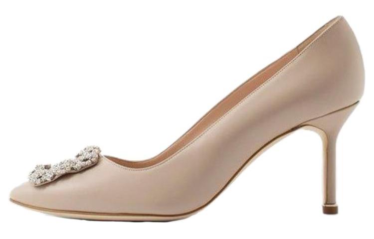 Buy (W) Manolo Blahnik Hangisi 'Tacón de Aguja Beige de Cuero con Punta Afilada' 121-1712-2601