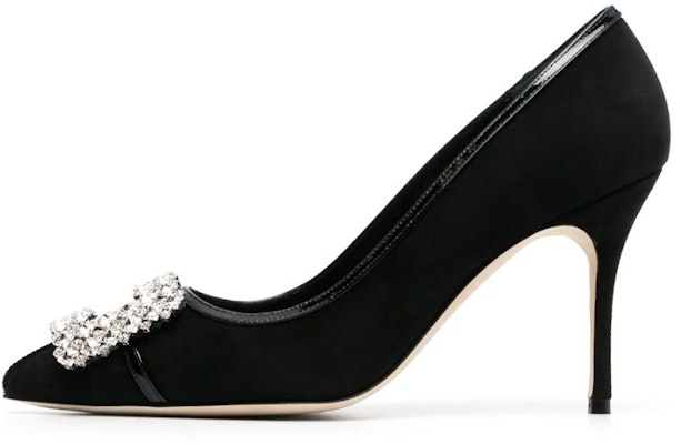 (Women) Manolo Blahnik Hangisi 'Black Crystal Buckle' 223-1575-0015 Buy (Women) Manolo Blahnik Hangisi 'Black Crystal Buckle' 223-1575-0015