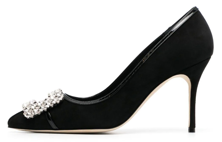 (Women) Manolo Blahnik Hangisi 'Black Crystal Buckle' 223-1575-0015
