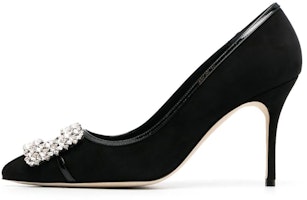 (Women) Manolo Blahnik Hangisi 'Black Crystal Buckle' 223-1575-0015 (Women) Manolo Blahnik Hangisi 'Black Crystal Buckle' 223-1575-0015