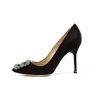 (W) Manolo Blahnik Hangisi 'Black Crystal Buckle'