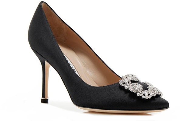 MANOLO BLAHNIK 水晶搭扣緞面高跟鞋 女款 黑色 Order MANOLO BLAHNIK 水晶搭扣緞面高跟鞋 女款 黑色