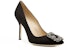 (W) Manolo Blahnik Hangisi 'Black Crystal Buckle' - Gesper Kristal Hitam 9XX-0664-0033