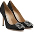 Shop (W) Manolo Blahnik Hangisi 'Black Crystal Buckle' - Gesper Kristal Hitam 9XX-0664-0033