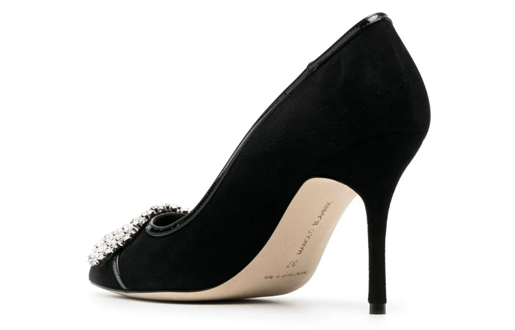 Shop (W) Manolo Blahnik Hangisi 'Black Crystal Buckle' Hitam Kristal Gesper 223-1575-0015