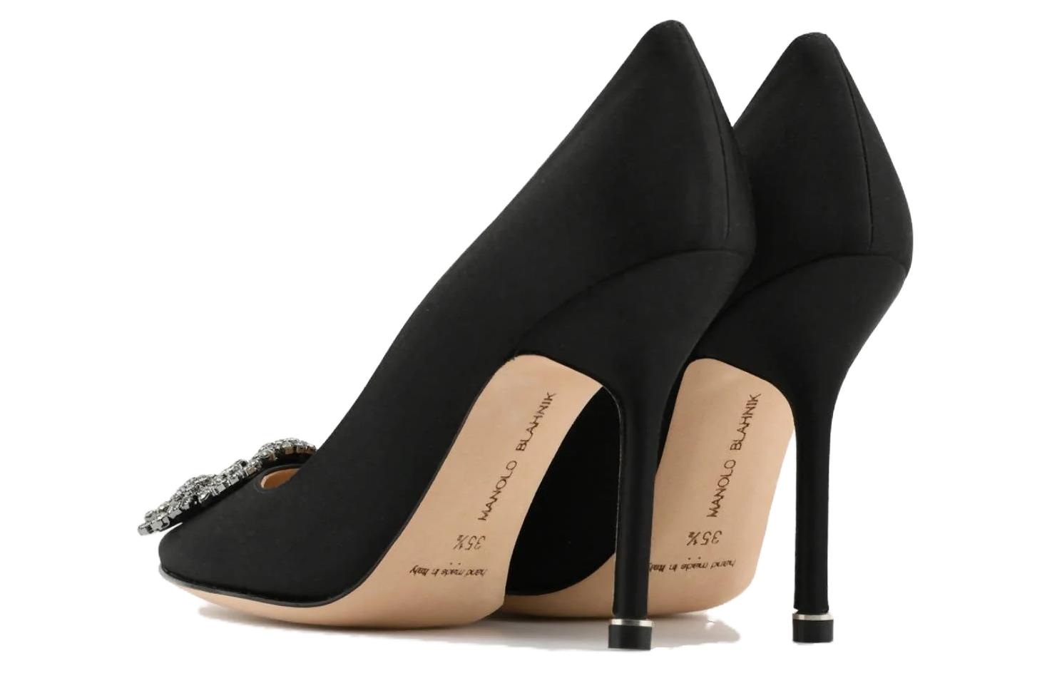 Purchase (W) Manolo Blahnik Hangisi 'Black Crystal Buckle' - Gesper Kristal Hitam 9XX-0664-0033