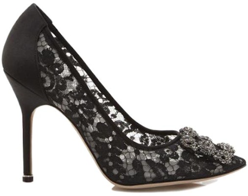 (W) Manolo Blahnik Hangisi 'Black Lace Crystal Buckle' - Hitam Lace Kristal Gesper 9XX-0698-0014 Order (W) Manolo Blahnik Hangisi 'Black Lace Crystal Buckle' - Hitam Lace Kristal Gesper 9XX-0698-0014