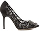 Order (W) Manolo Blahnik Hangisi 'Black Lace Crystal Buckle' - Hitam Lace Kristal Gesper 9XX-0698-0014