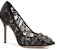 (W) Manolo Blahnik Hangisi 'Black Lace Crystal Buckle' - Hitam Lace Kristal Gesper 9XX-0698-0014