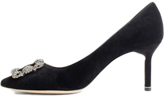 (Women) Manolo Blahnik Hangisi 'Black Satin' 319-0995-0015 (Women) Manolo Blahnik Hangisi 'Black Satin' 319-0995-0015