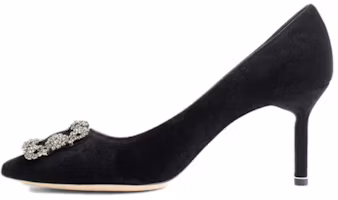 (Women) Manolo Blahnik Hangisi 'Black Satin' 319-0995-0015 (Women) Manolo Blahnik Hangisi 'Black Satin' 319-0995-0015