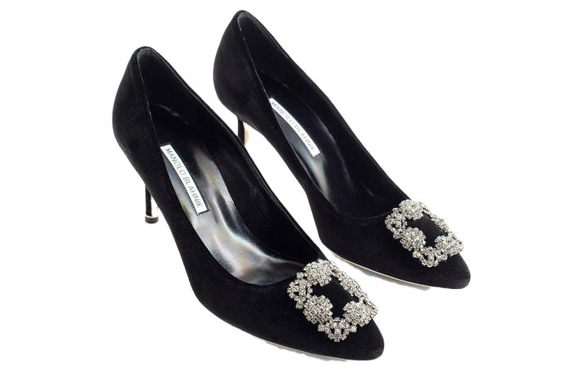 Shop (Women) Manolo Blahnik Hangisi 'Black Satin' 319-0995-0015