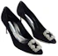Shop (Women) Manolo Blahnik Hangisi 'Black Satin' 319-0995-0015