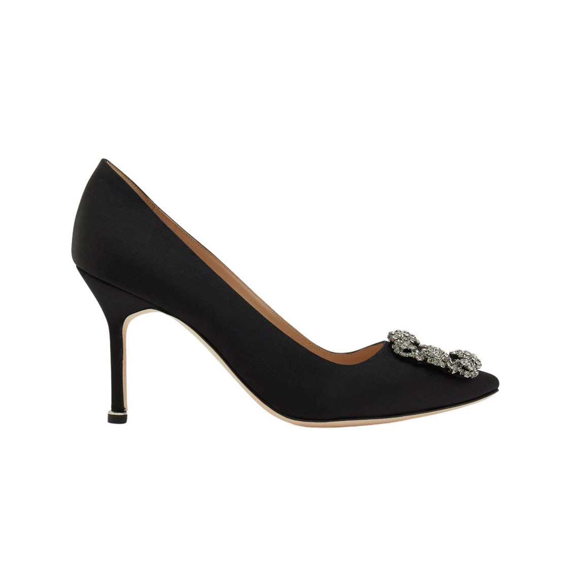 (Women) Manolo Blahnik Hangisi 'Black Satin Jewel Buckle' 9XX-0663-0040