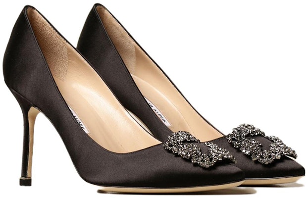 (W) Manolo Blahnik Hangisi 'Jewel Buckle Satin Hitam' 9XX-0663-0040 Order (W) Manolo Blahnik Hangisi 'Jewel Buckle Satin Hitam' 9XX-0663-0040