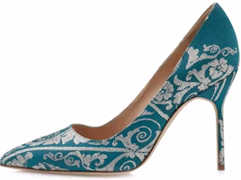 (Women) Manolo Blahnik Hangisi 'Blue Brocade' 122-1956-0002 (Women) Manolo Blahnik Hangisi 'Blue Brocade' 122-1956-0002