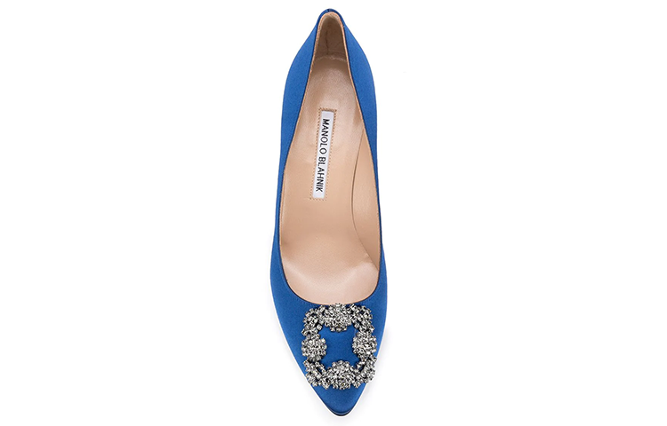Shop MANOLO BLAHNIK Hangisi 缀饰搭扣高跟鞋 女款 藍色