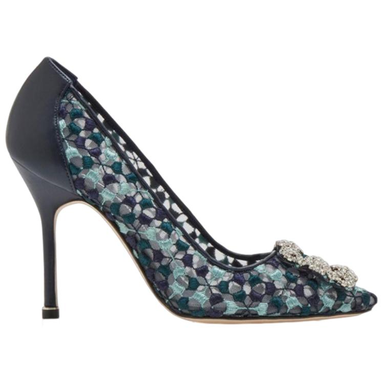 (W) Manolo Blahnik Hangisi 'Blue Lace Jewel Buckle' 圖 2