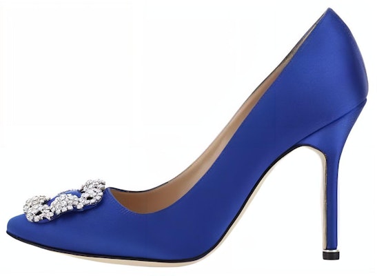 (Women) Manolo Blahnik Hangisi 'Blue Satin' 9XX-0318-4326 Buy (Women) Manolo Blahnik Hangisi 'Blue Satin' 9XX-0318-4326