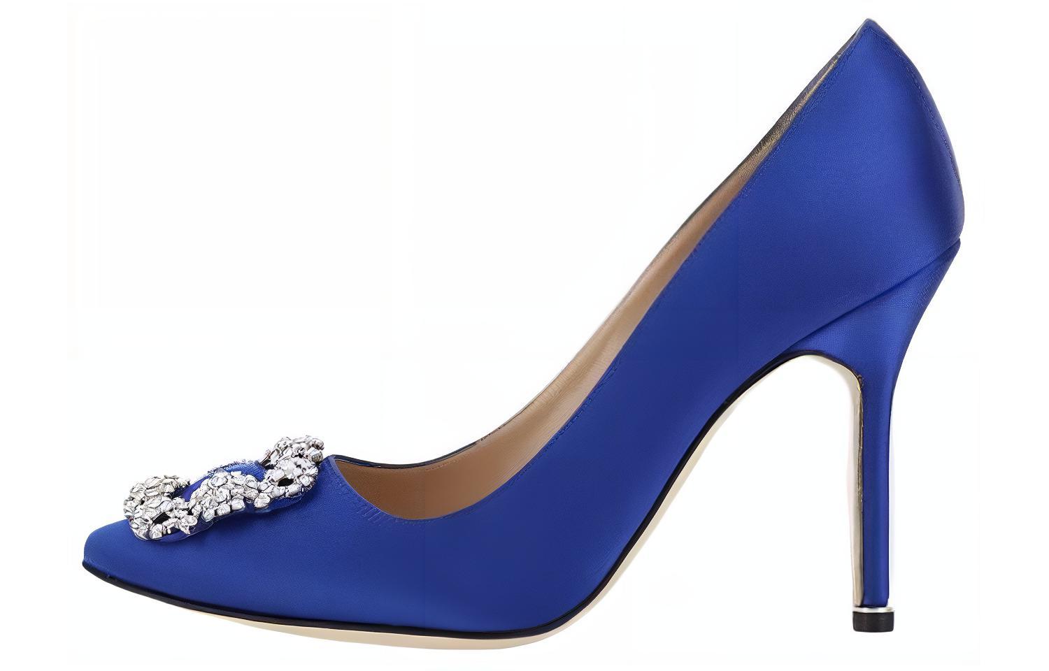 (Women) Manolo Blahnik Hangisi 'Blue Satin' 9XX-0318-4326