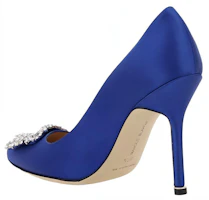 Lookbook MANOLO BLAHNIK 皮革 圓頭套腳 細跟 高跟鞋 11cm 女款 藍色